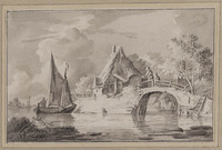 V 056
<br/>
Rivierlandschap met brug
<br/>
<em>Os, Jan van (1744-1808)</em>